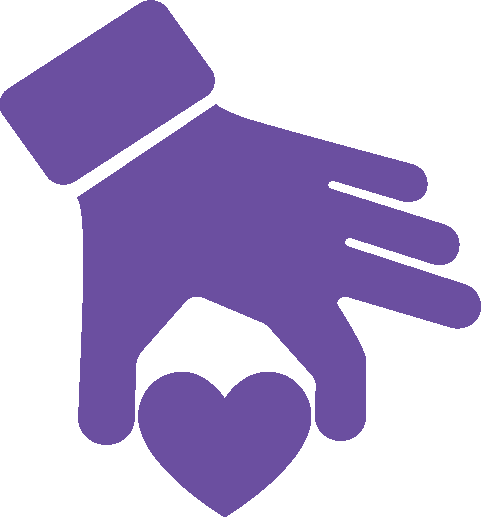 Icon Purple hand holding heart