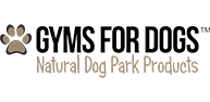Paw icon with text Gyms for Dogs Natural Dog Park Products