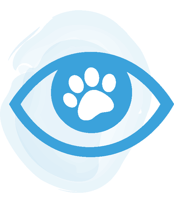 Icon of a blue eye with paw in the middle