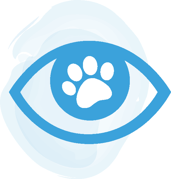 Icon of an eye with paw in the middle