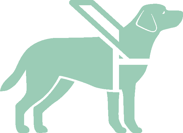 Icon of green guide dog in harness