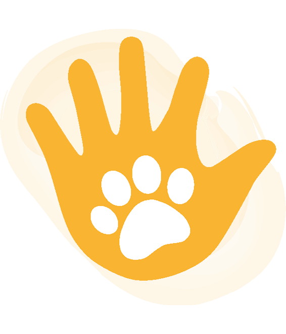 Icon yellow hand with paw in the middle