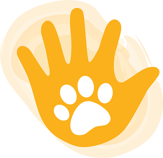 Icon yellow hand with paw in the middle