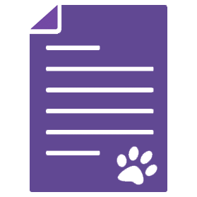 Icon of document with paw in lower right corner