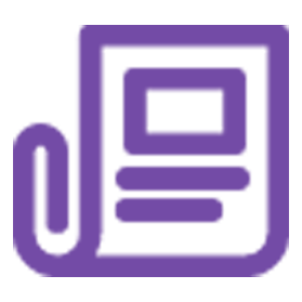 Purple paper clip and paper icon