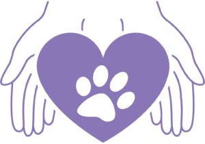 Icon of two hands reaching out with a hear and paw