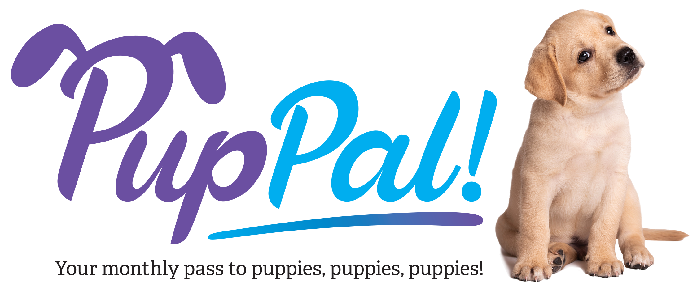 Logo: PupPal! Your Monthly pass to puppies, puppies, puppies!